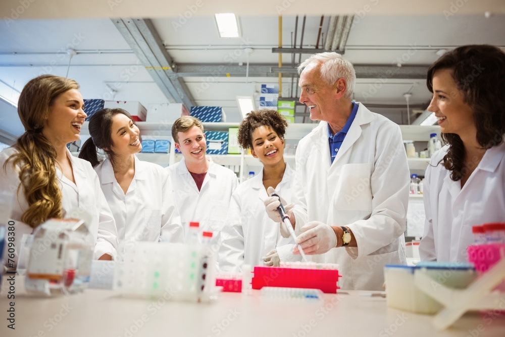 Students watching lecturer in the lab Students watching lecturer in the lab