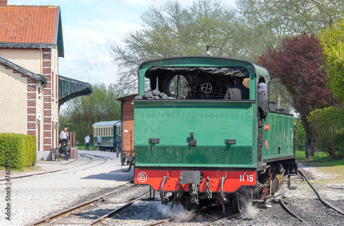 Manoeuvre de locomotive en gare du Crotoy, Somme, Picardie