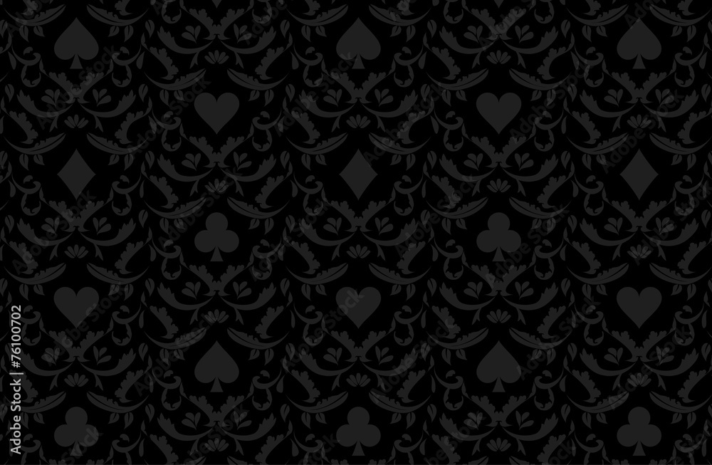 Naklejka premium Luxury black poker background with card symbols