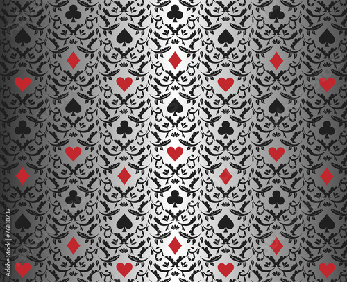 Luxury silver poker background with card symbols ornament