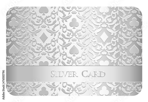 Luxury silver card with card symbols ornament