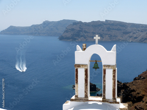 White bell tower of Oia