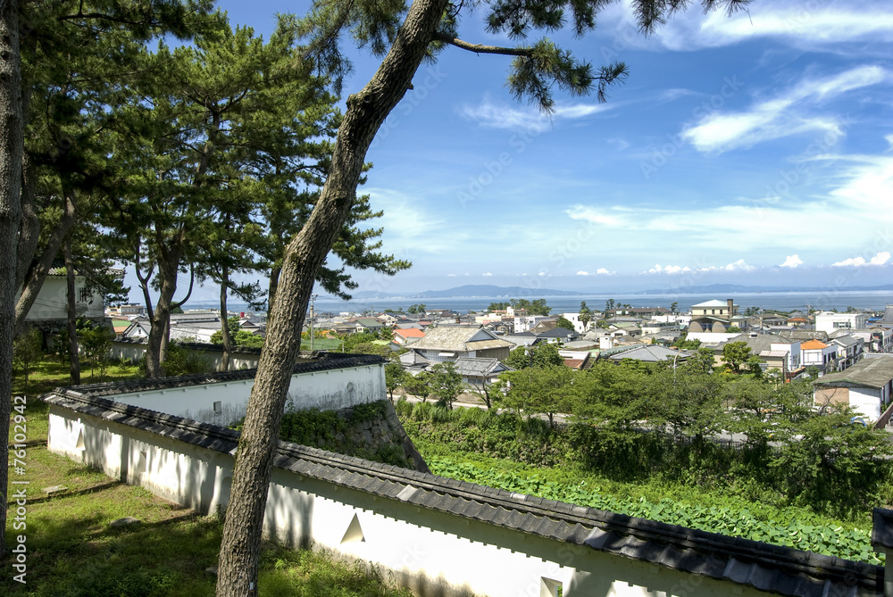 島原城から島原市街地と熊本方面