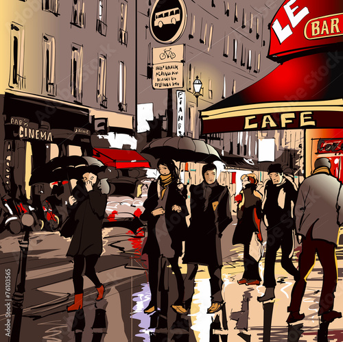 Street in Paris at night