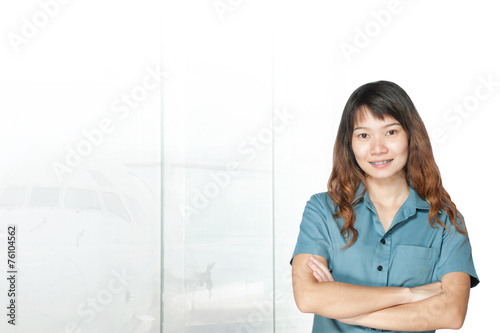 Free Download asian businesswomen has background of airport - GFXLoad