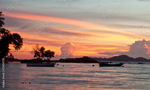 Pattaya, Thailand, Wongamat beach on sunset (koh larn view)