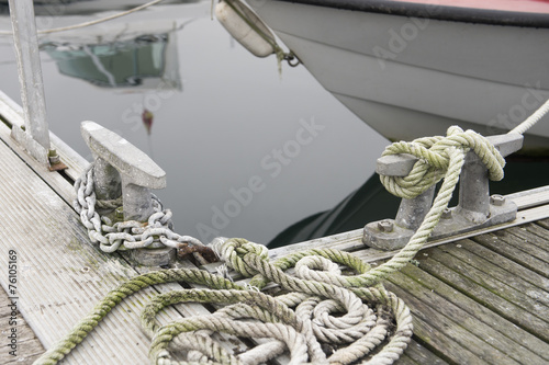 bollards on the dock closeup