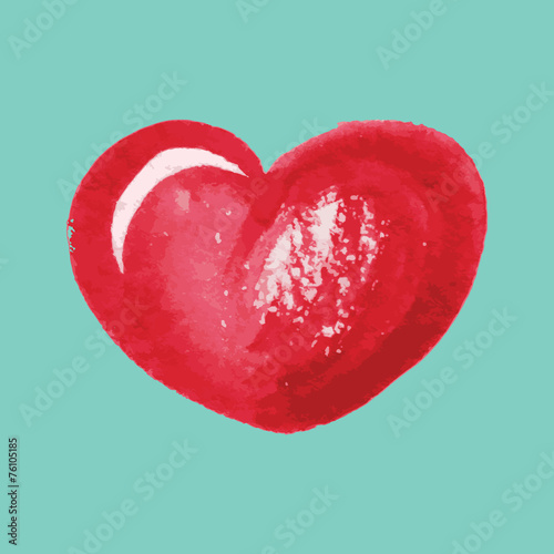 Valentines day watercolor red  heart