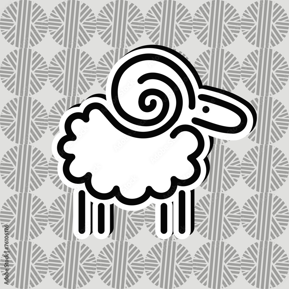 Obraz premium sheep for wool line emblem label design on the background of the