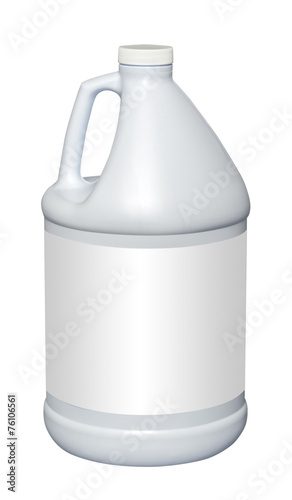 Gallon plastic jug, isolated with empty label