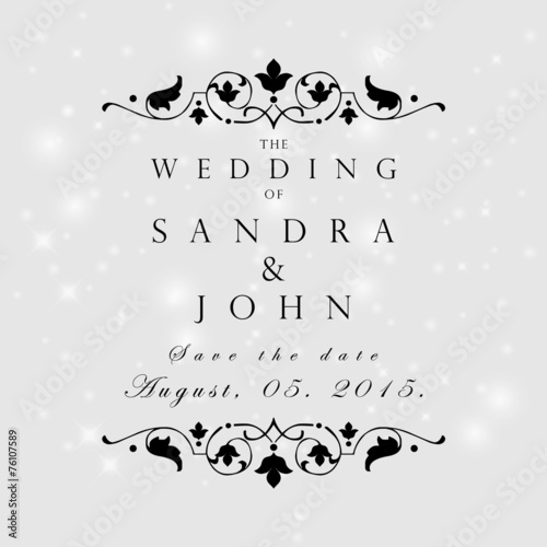 Wedding card or invitation with abstract floral background. Gree