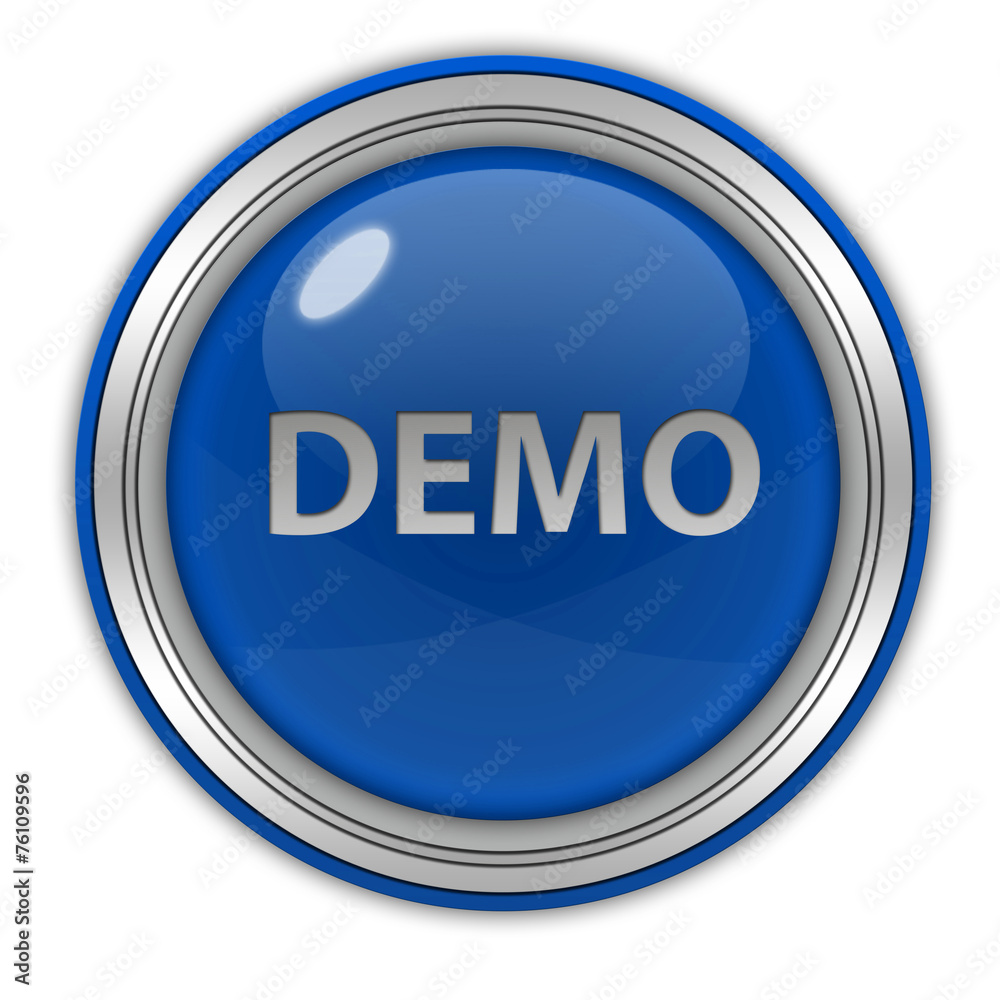 Demo circular icon on white background Demo circular icon on white background