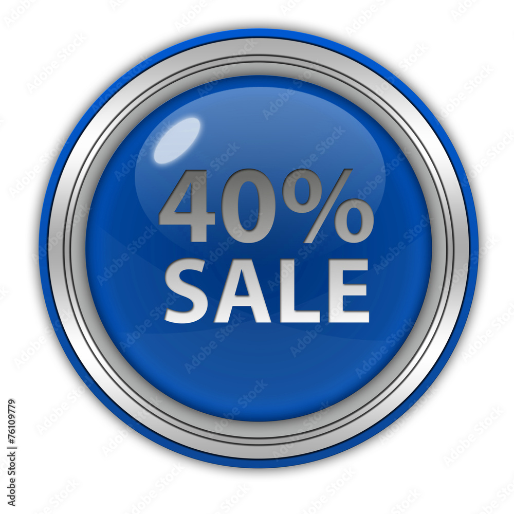 Sale forty percent circular icon on white background Sale forty percent circular icon on white background