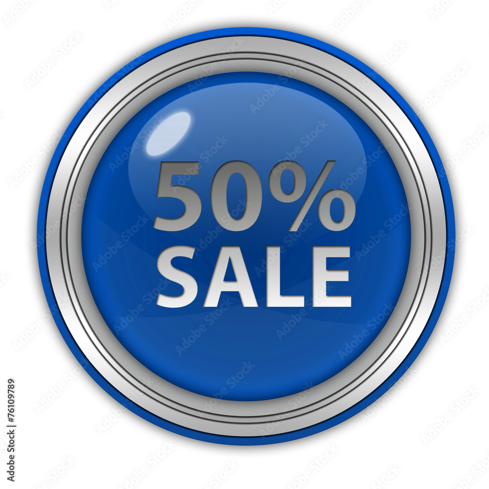 Sale fifty percent circular icon on white background Sale fifty percent circular icon on white background