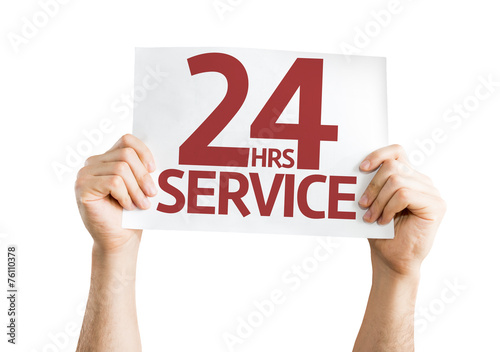 24 Hrs Service card isolated on white background photo