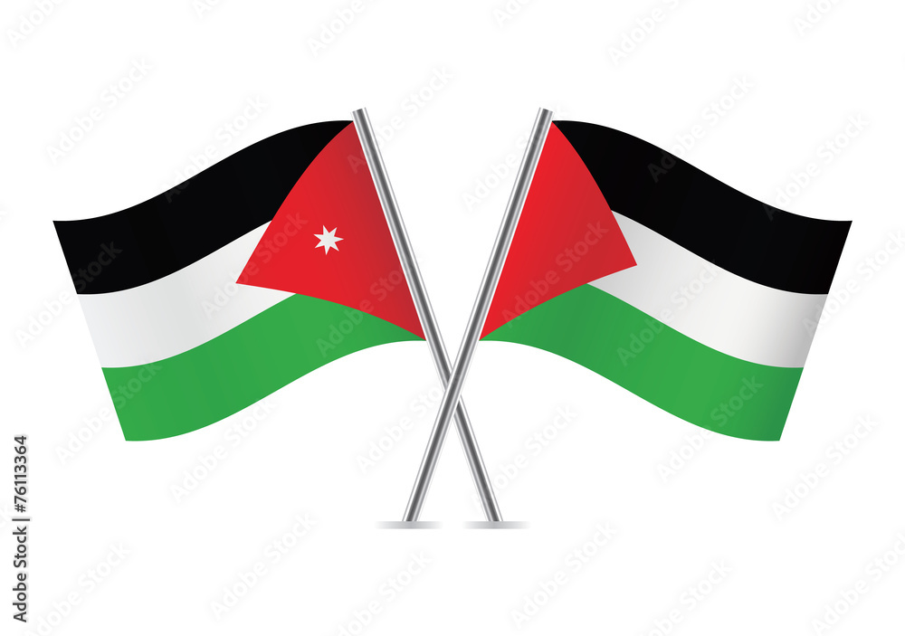Jordan and Palestine flags. Vector illustration. Stock Vector | Adobe Stock