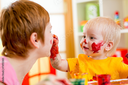 mother and child have fun w...
