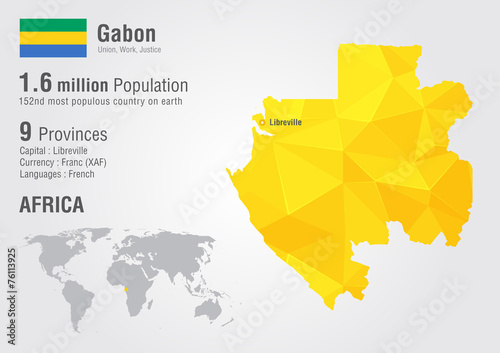 Gabon world map with a pixel diamond texture.
