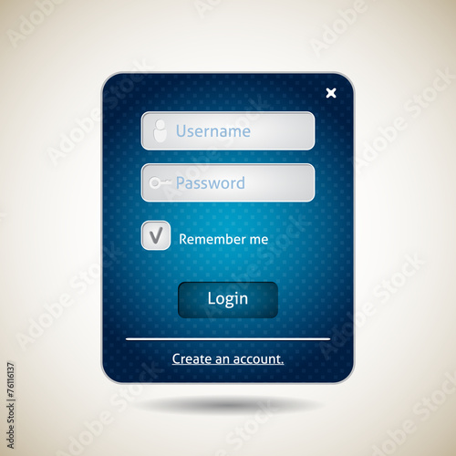 Login form ui grunge blue element