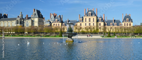 Panorama of the famous palace of Fontainebleau