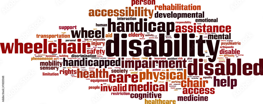 Disability word cloud concept. Vector illustration