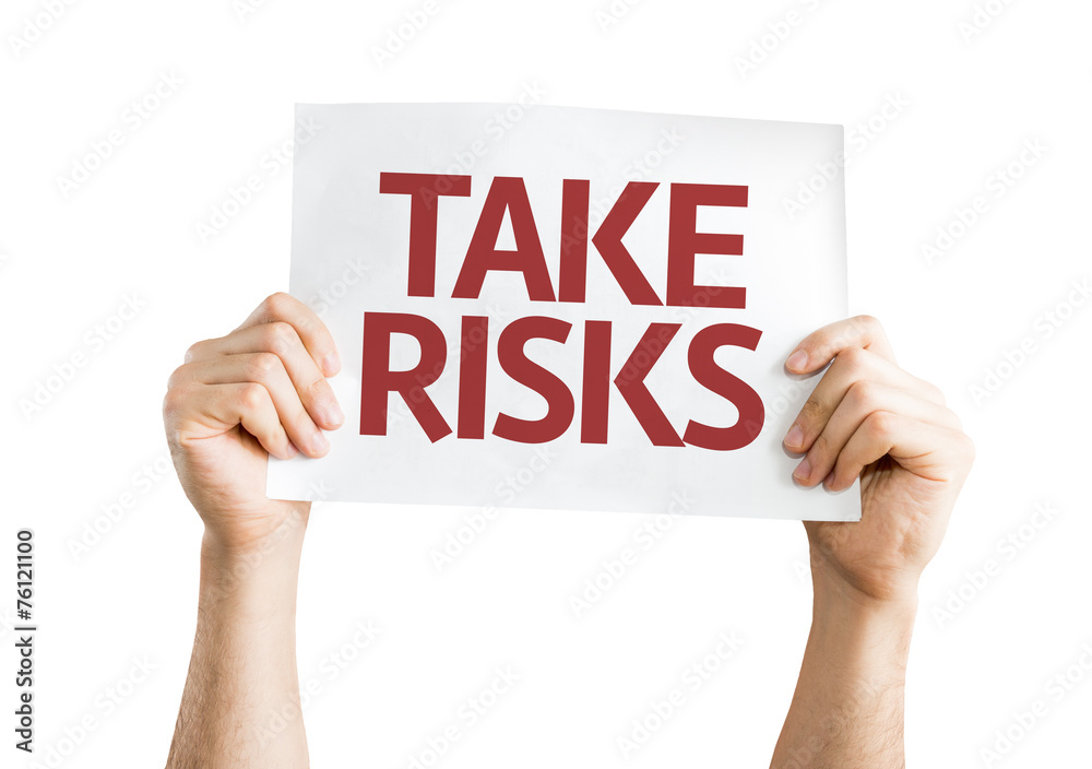 Take Risks card isolated on white background Take Risks card isolated on white background