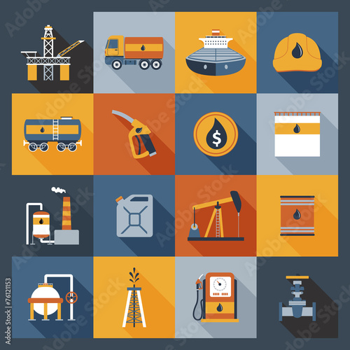 Oil Industry Icons Flat