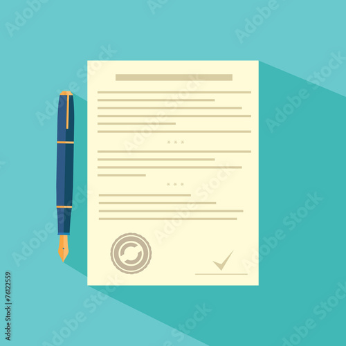 Vector agreement icon - contract and pen