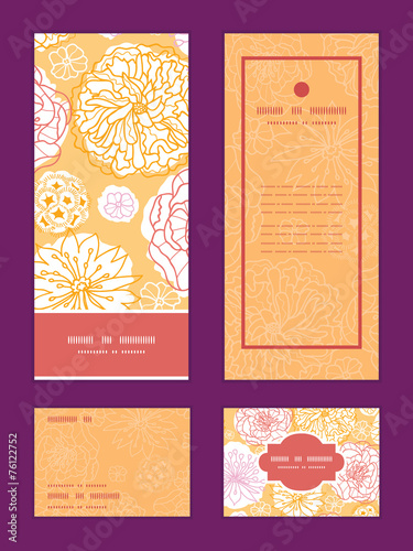 Vector warm day flowers vertical frame pattern invitation