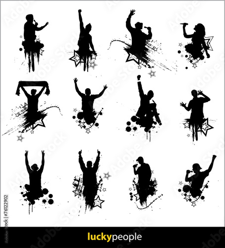 Silhouettes of happy people for different purposes