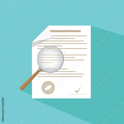 Vector icon - magnifier and paper document