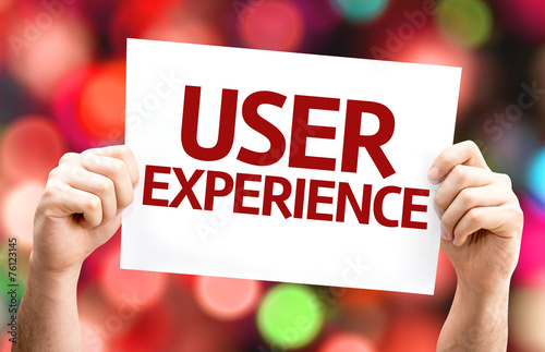 User Experience card with colorful background photo