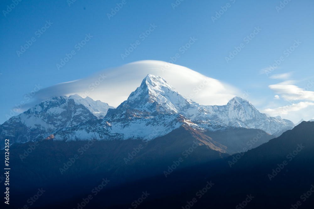 Mountain Annapurna South At Sunrise In Himalayas