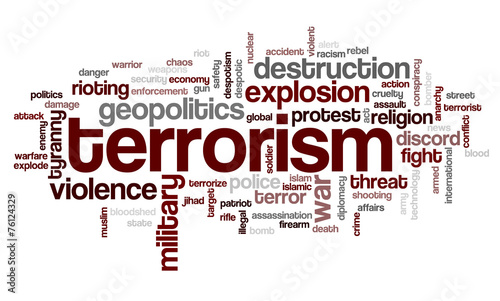 Terrorism word cloud on white background