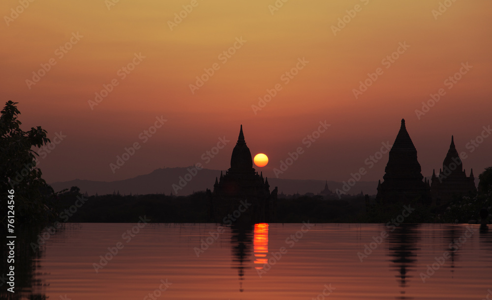 Sun setting over Bagan