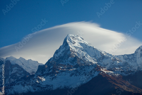 Mountain Annapurna South At Sunrise In Himalayas