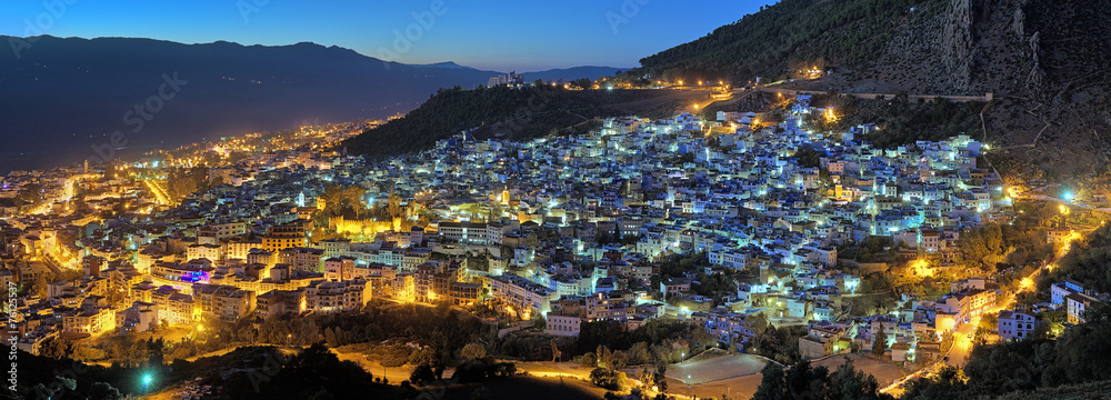 Evening panorama of Chefchaouen, Morocco
