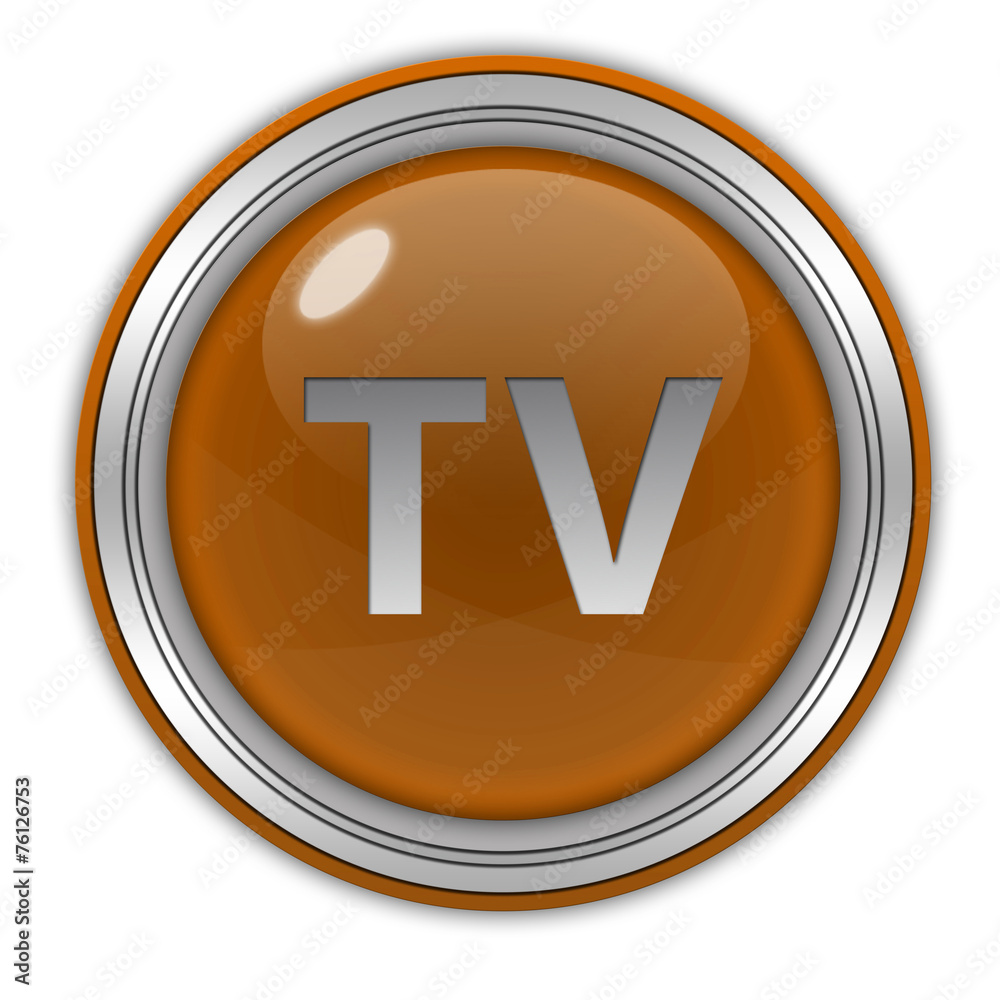 TV circular icon on white background TV circular icon on white background