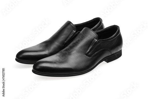 black men's shoes on a white background