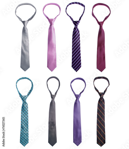 tied men's ties on a white background