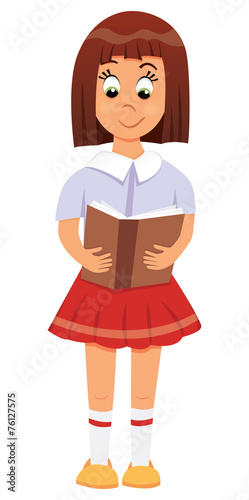 Illustration of a little girl with book
