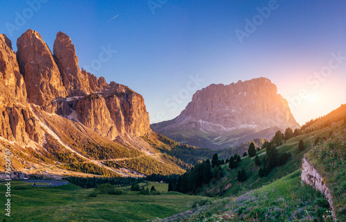 Rocky Mountains at sunset.Dolomite Alps, Italy