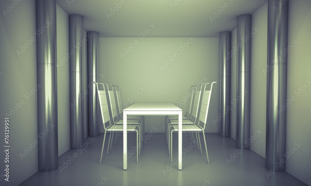 Luxury. Clean diner room, chairs and white table over clean spa Luxury. Clean diner room, chairs and white table over clean spa