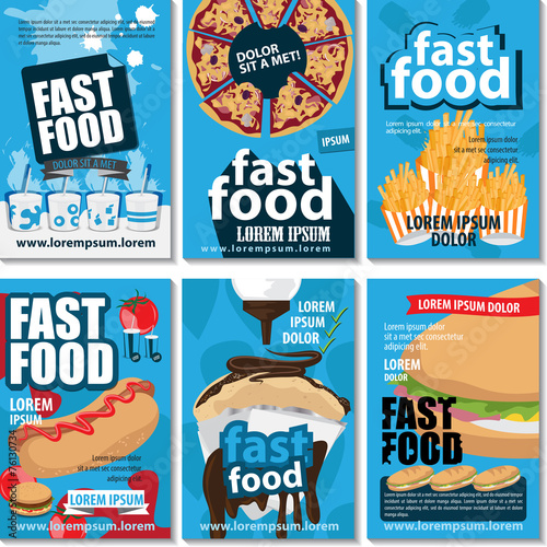 Fast Food Placard Template Set - Vector Illustration, Graphic Design, Editable For Your Design