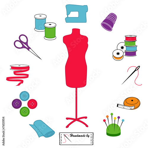 Sewing, Tailoring Icons, Fashion model mannequin, DIY circle