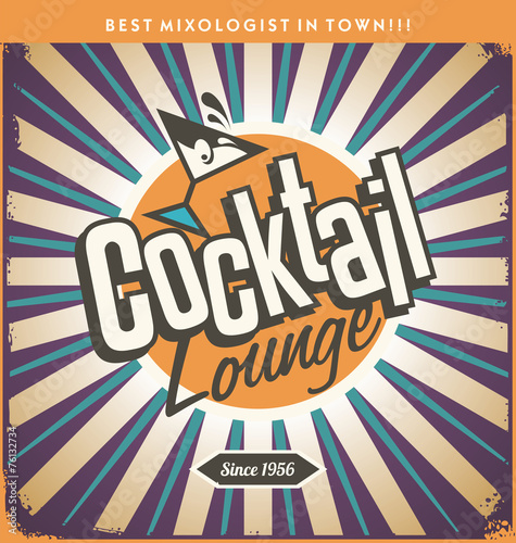 Retro tin sign design for cocktail lounge