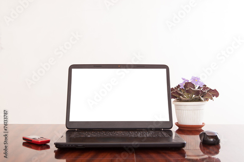 Open laptop with isolated screen