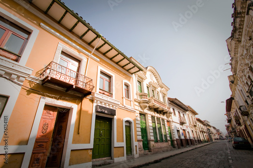 Beautiful colonial streets in downtown Cuenca Ecuador photo