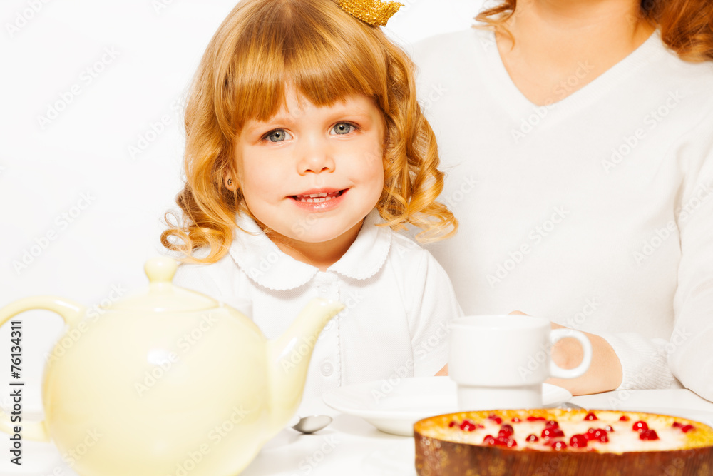 Girl with tea and cake portrait Girl with tea and cake portrait