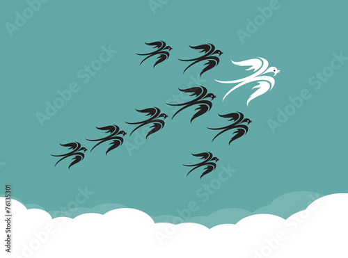Flock of birds(swallow) flying in the sky